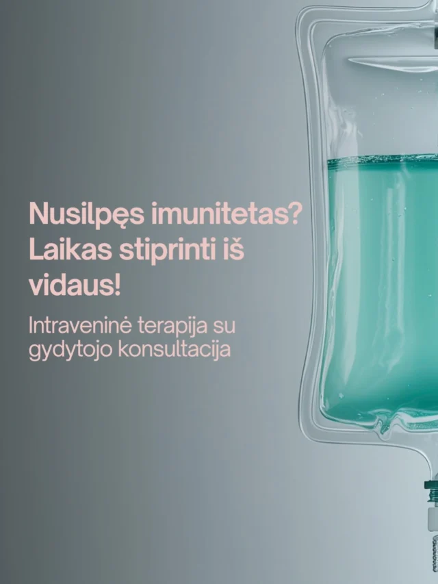 Nusilpęs imunitetas?

Po žiemos daugelis jaučia energijos trūkumą, dažniau pasikartojančius peršalimus, ilgiau trunkantį kosulį ar bendrą organizmo silpnumą.

Kai organizmui trūksta svarbių vitaminų ir mikroelementų, imuninė sistema gali veikti silpniau.
IV terapija – tai būdas, kai vitaminai, mineralai ir kitos naudingos medžiagos suleidžiamos tiesiai į kraujotaką, todėl organizmas jas pasisavina greitai ir efektyviai.

Svarbu: prieš atliekant procedūrą būtina gydytojo konsultacija, kurios metu įvertinama jūsų sveikatos būklė ir parenkama tinkamiausia terapija.

Registracija: 📞 +370 686 11 311 ✉️ info@idclinic.lt